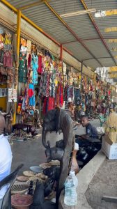 Craft and souvenir market in Livingstone, Zambia, near Victoria Falls.