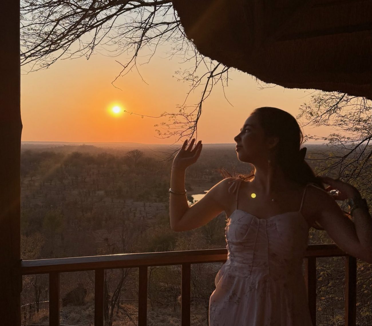 Atardecer dorado sobre la sabana africana en Zimbabue durante un viaje a las Cataratas Victoria